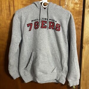 Vintage Philadelphia 76ers Hoodie Mens M Grey Sixers NBA Iverson Y2K